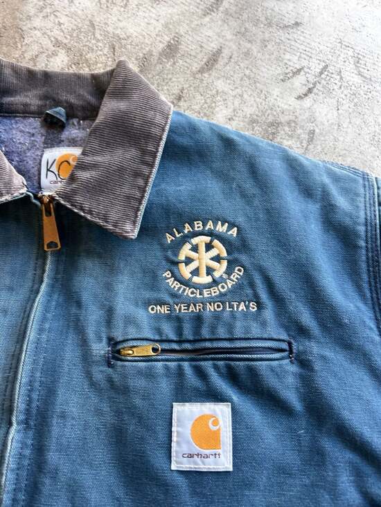 Vintage 90s Carhartt Detroit Jacket Navy Blue Blanket Lined Jacket - Picture 5 of 8
